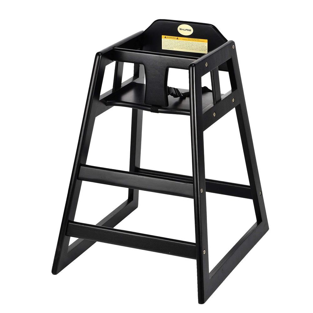 Alpine high chair compact profile fits tight dining spaces and corners.