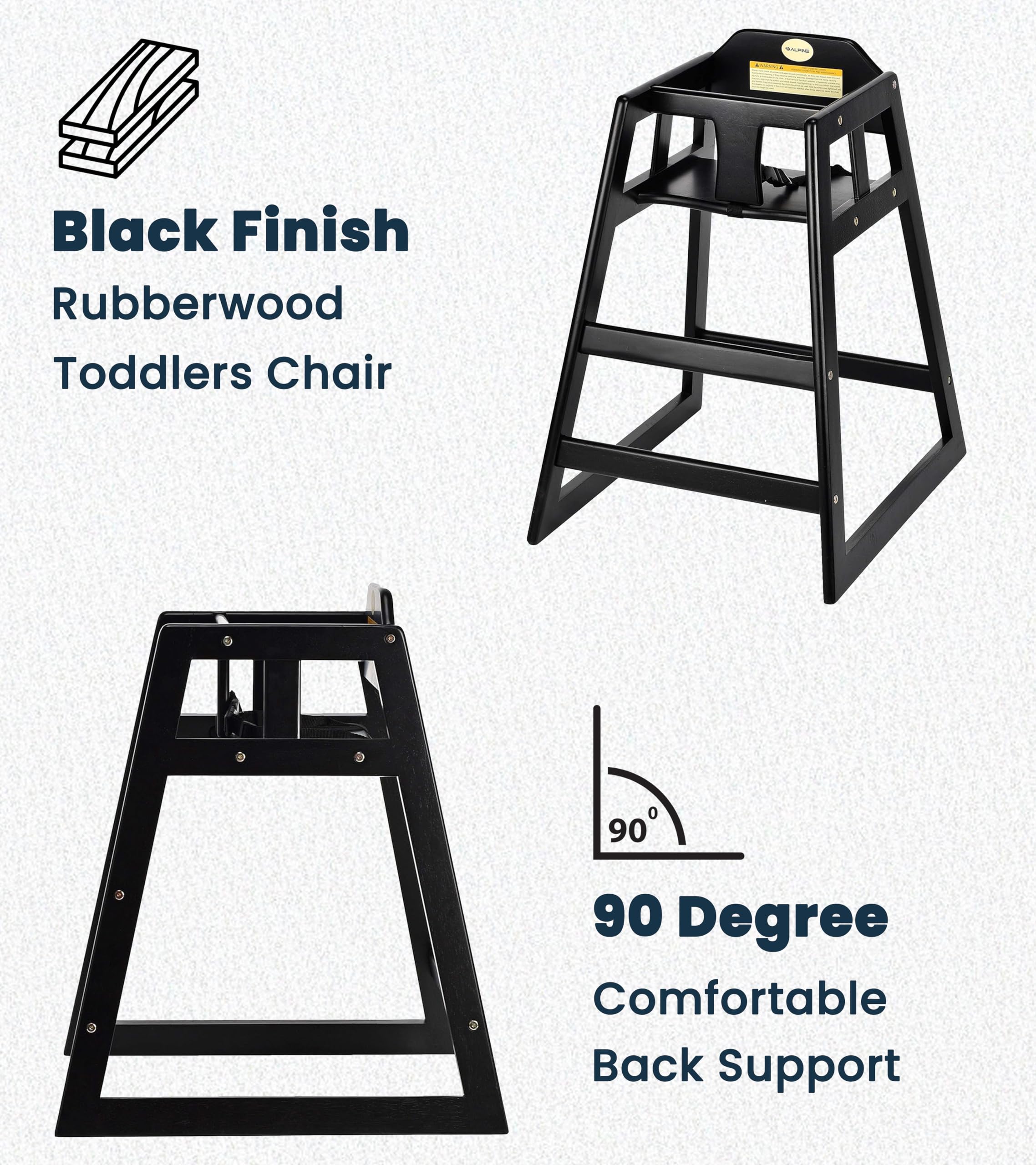 Alpine high chair ideal for restaurant settings with a compact footprint.