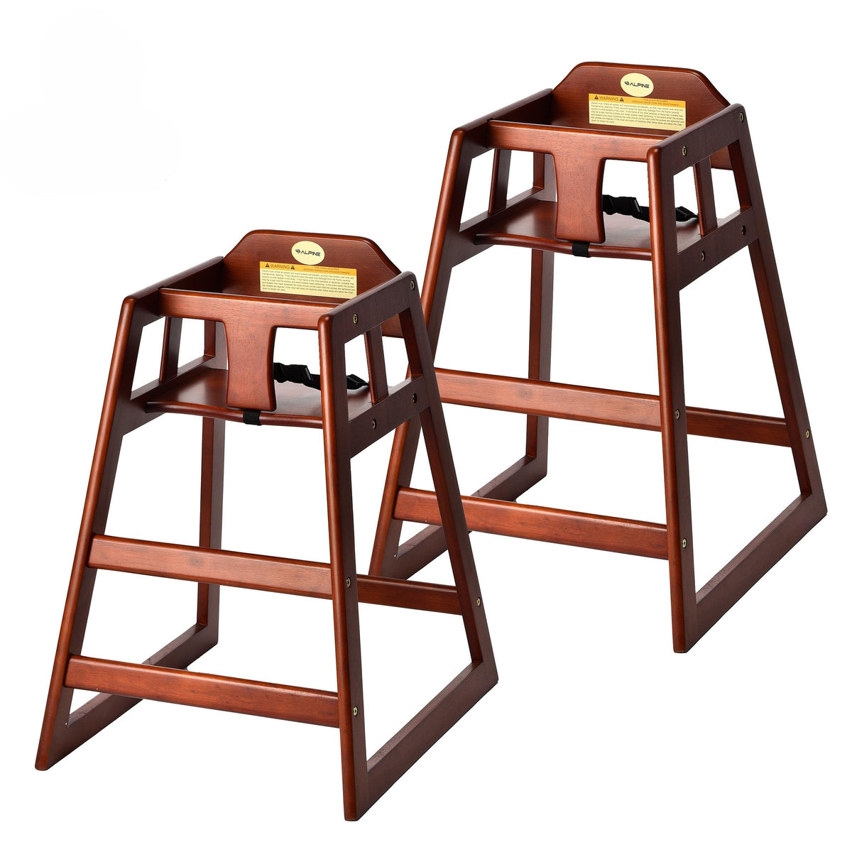Alpine high chair with secure harness ensures safe toddler meals