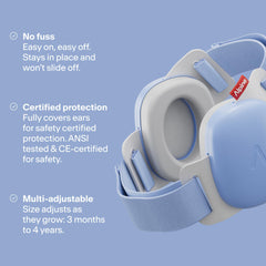 Alpine Muffy Baby Comfort 24db reduction highlights reduced noise for safe nap and play