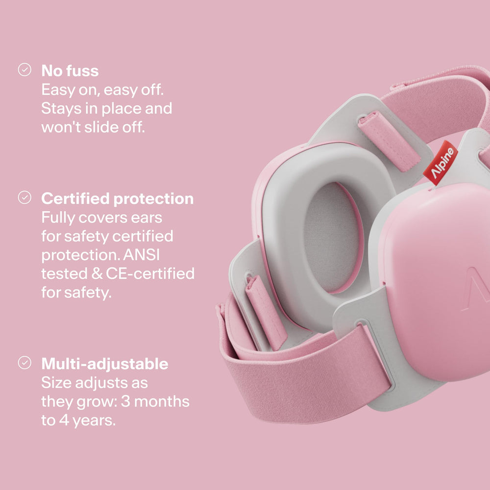 Alpine Muffy Baby Comfort worn on a baby demonstrates quick, fuss-free setup.