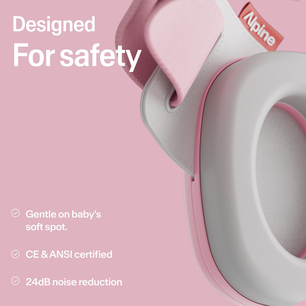 Alpine Muffy Baby Comfort contoured headband adapts as baby grows.