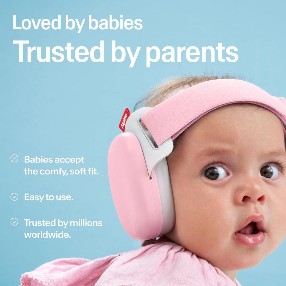 Alpine Muffy Baby Comfort pink color complements outings while protecting hearing.
