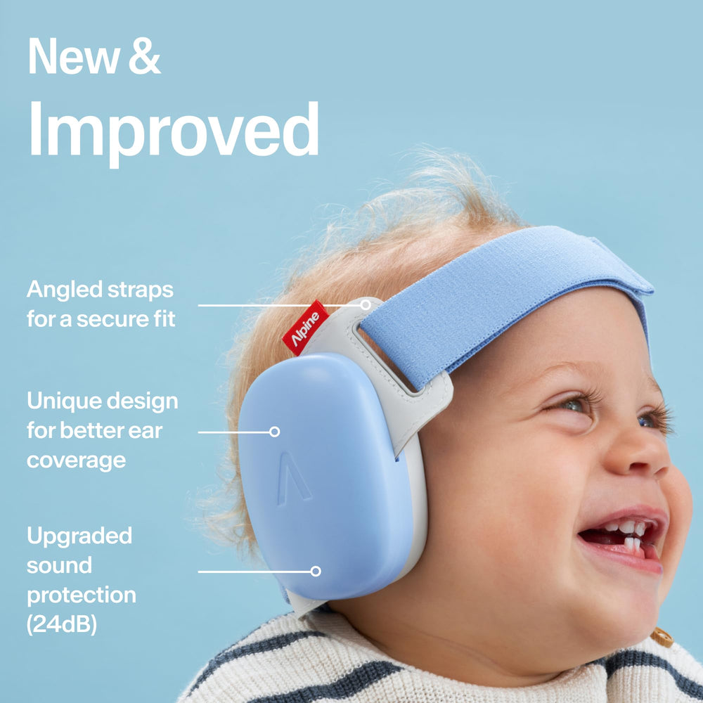 Alpine Muffy Baby Comfort soft earcups for soothing, pressure-free wear on delicate ears