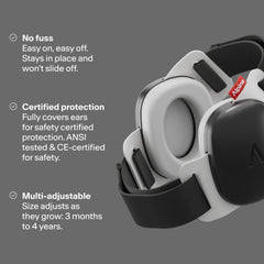 Alpine Muffy Baby Comfort soft Velcro strap adapts as babies grow.