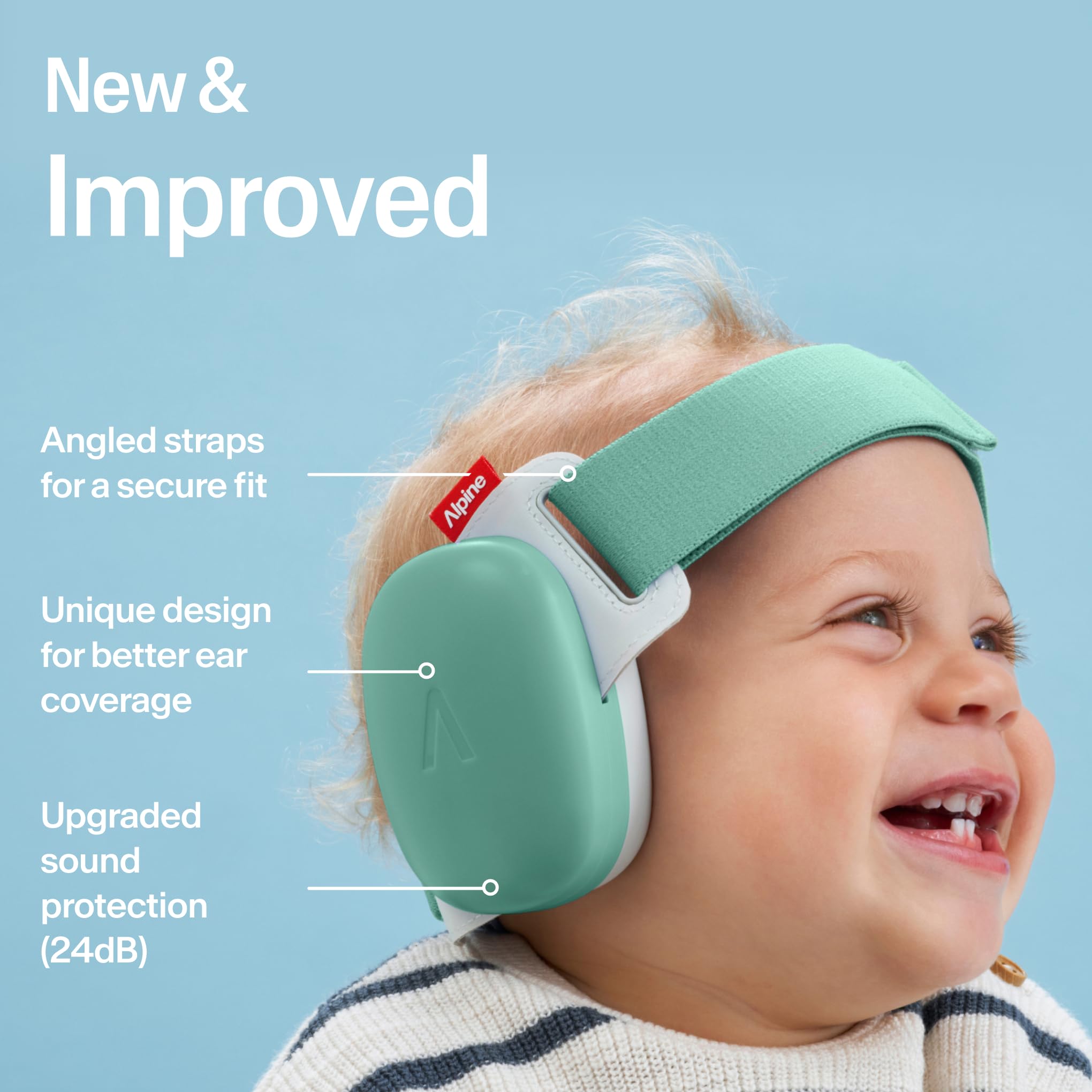 Alpine Muffy Baby Comfort ear cups pre-attached for quick on/off use