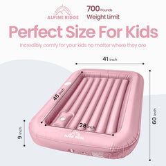 Alpine Ridge travel bed pink safety bumpers protect kid during sleep.
