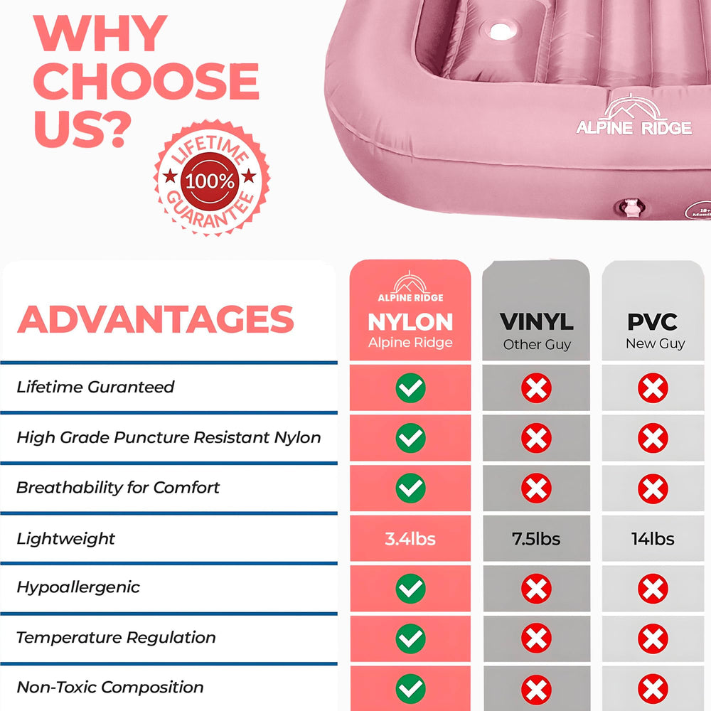 Alpine Ridge pink toddler bed in vacation setting supports restful sleep away from home.