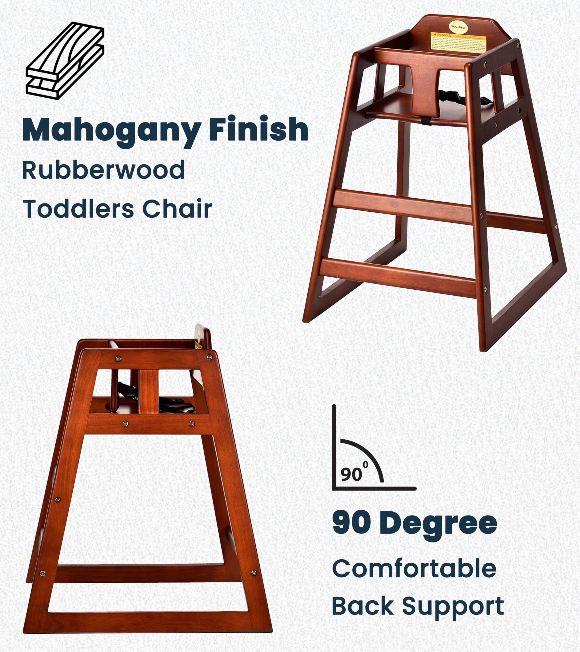 Alpine two-pack wooden high chair delivers consistent seating for families