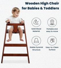 Alpine wooden high chair mahogany finish for durable restaurant appeal
