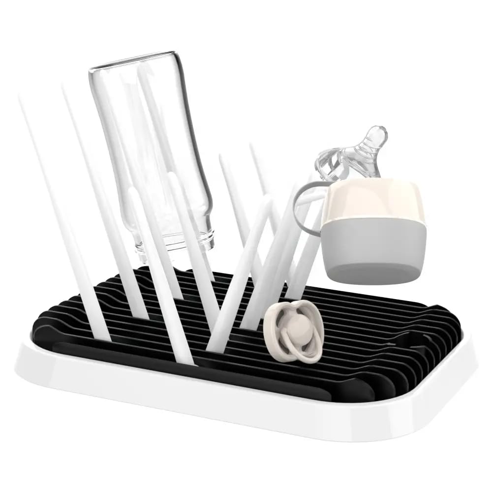 Altibrant black folding drying rack blends with counters and saves space.