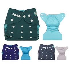 ALVA baby cloth diaper cover front view shows adjustable snap design for a secure fit.
