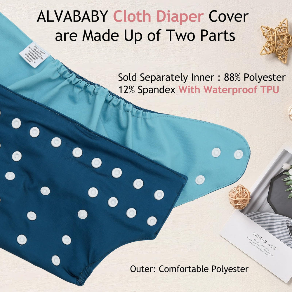 ALVA diaper cover side view highlights the waistband and wing-snap protection.