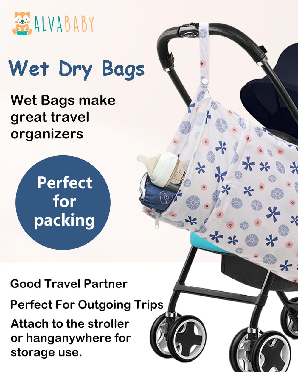 ALVABABY multi-functional bag fits wet and dry items together.