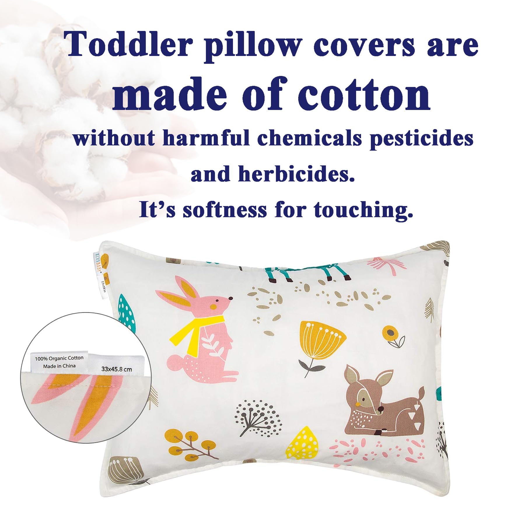 ALVABABY 2-pack toddler pillowcovers for mess-free travel and naps.