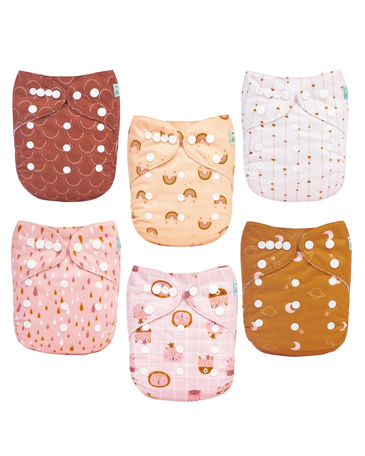 ALVABABY baby cloth diaper 6-pack shown for daily reusable use