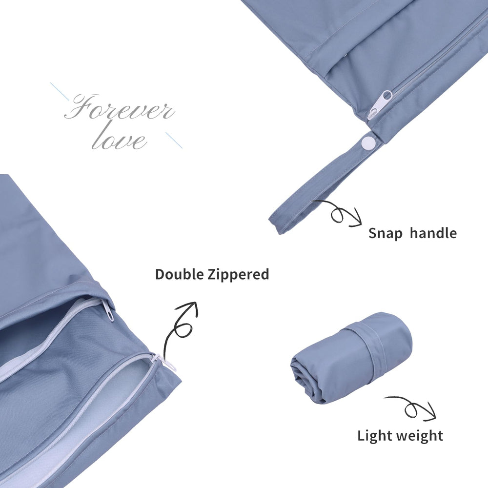 ALVABABY dual-zipper mid-size bag showing separated wet and dry sections.