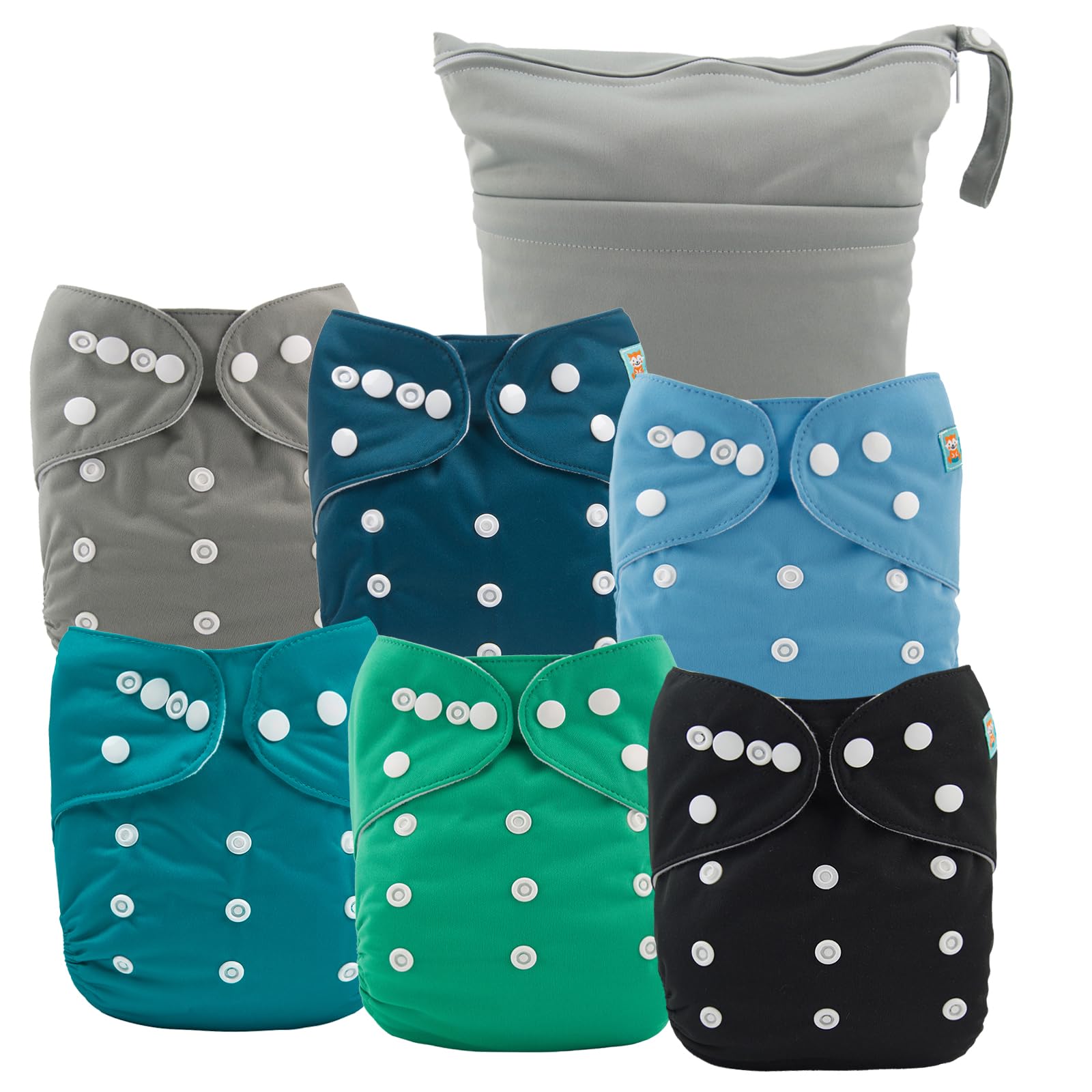 ALVABABY cloth diaper covers pack front view with adjustable size options.