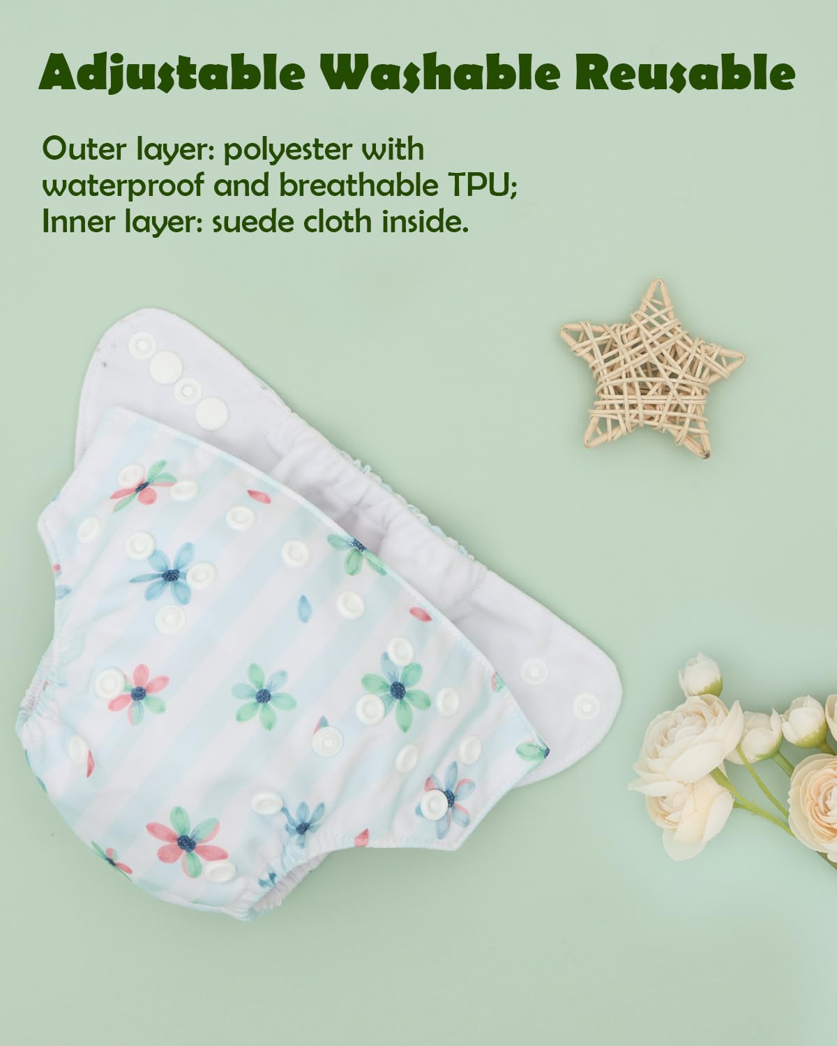 ALVABABY newborn insert demonstrates absorbent core for staying dry.