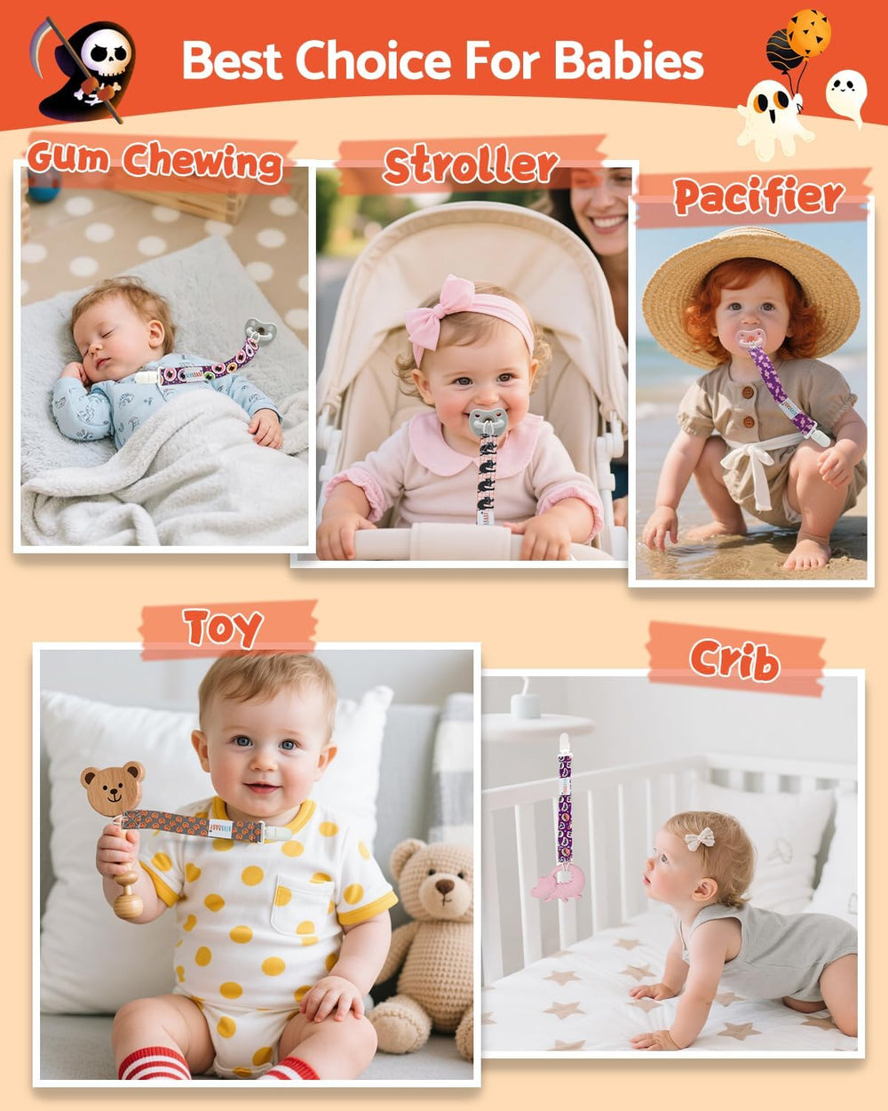 ALVABABY pacifier clip care-washable cleans easily and dries fast
