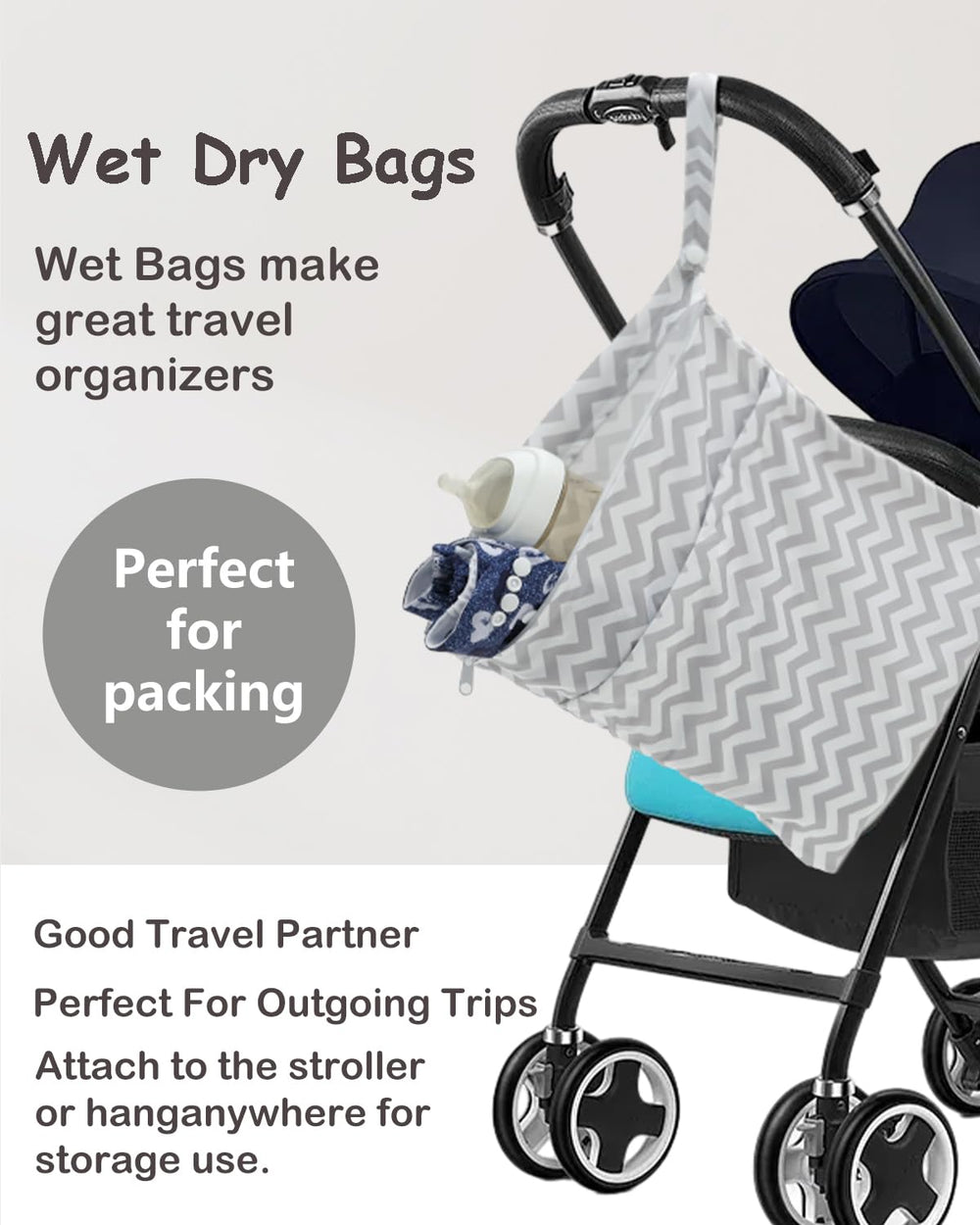 ALVABABY bag includes a carry handle for attaching to a diaper bag or stroller.