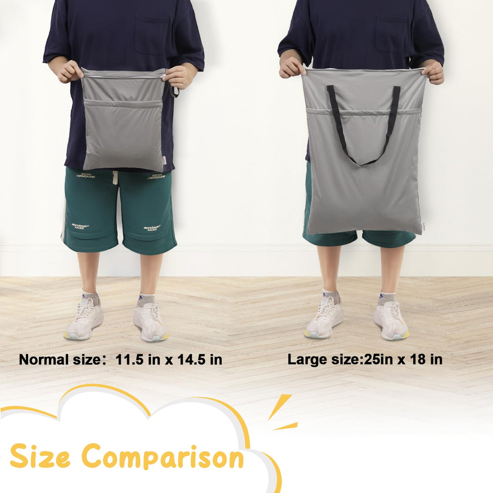 ALVABABY wet-dry bag size 25x18 demonstrates generous capacity for diapers.