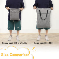 ALVABABY wet-dry bag size 25x18 demonstrates generous capacity for diapers.