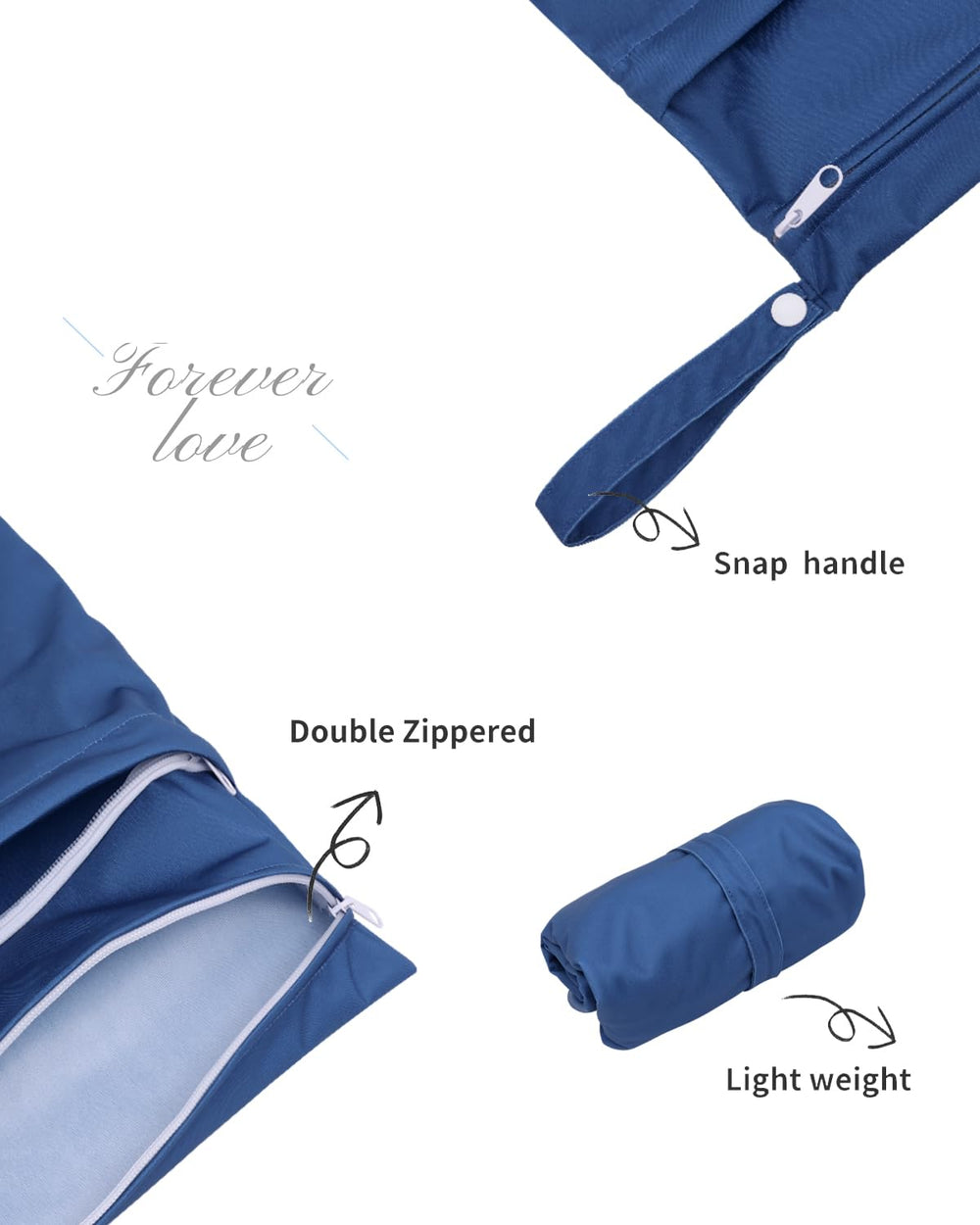 ALVABABY wet-dry-bag-two-zippers-closed demonstrates separation of wet and dry items.
