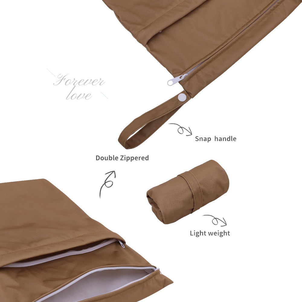 ALVABABY waterproof material wet-dry bag protects contents during travel and daycare.