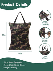 ALVABABY wet-dry bag shows two zippered pockets for organization.