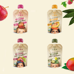 AMA TIME organic baby food pouch with apple-blueberry-beetroot for nutrient-rich puree