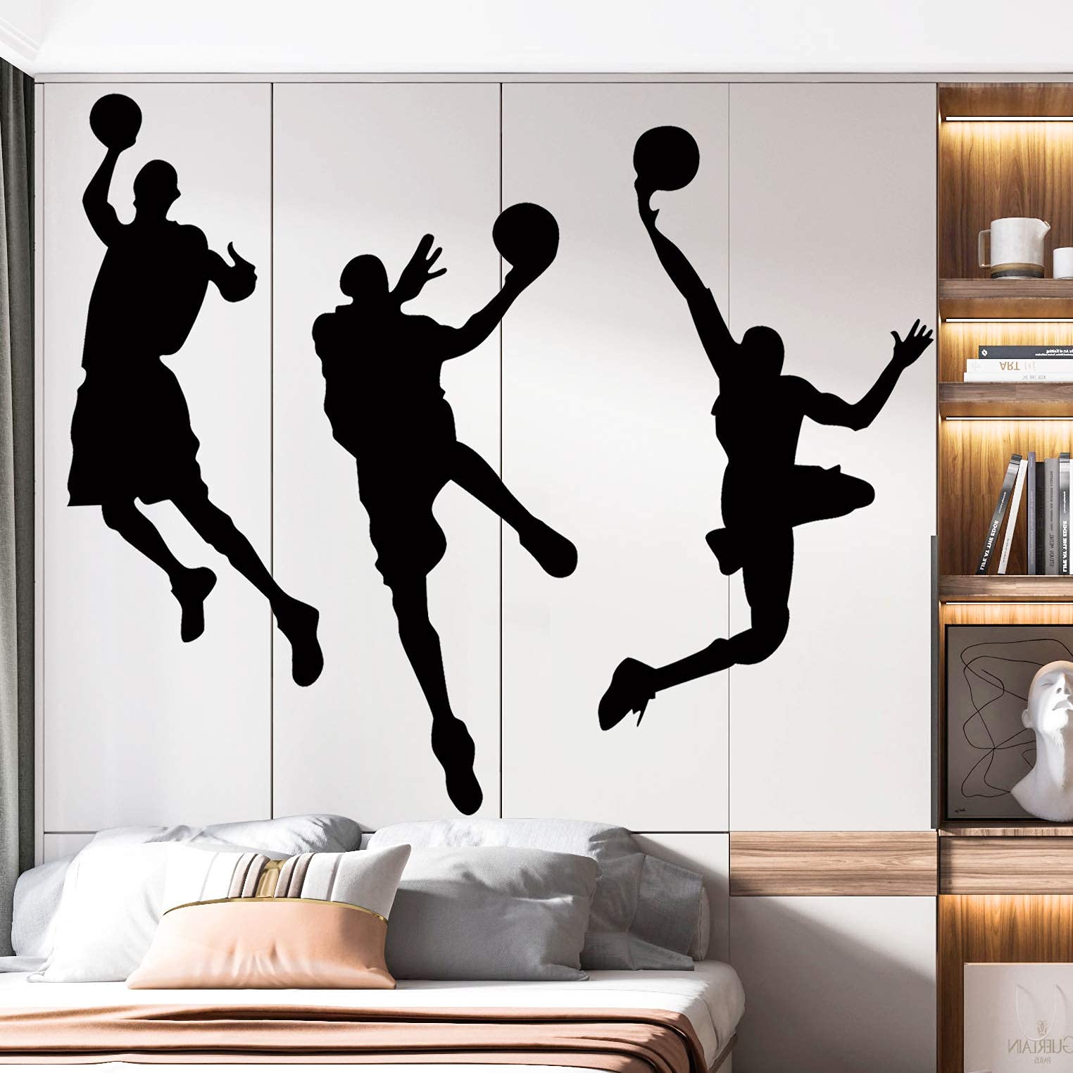AM AMAONM classroom wall decal with basketball players for active spaces