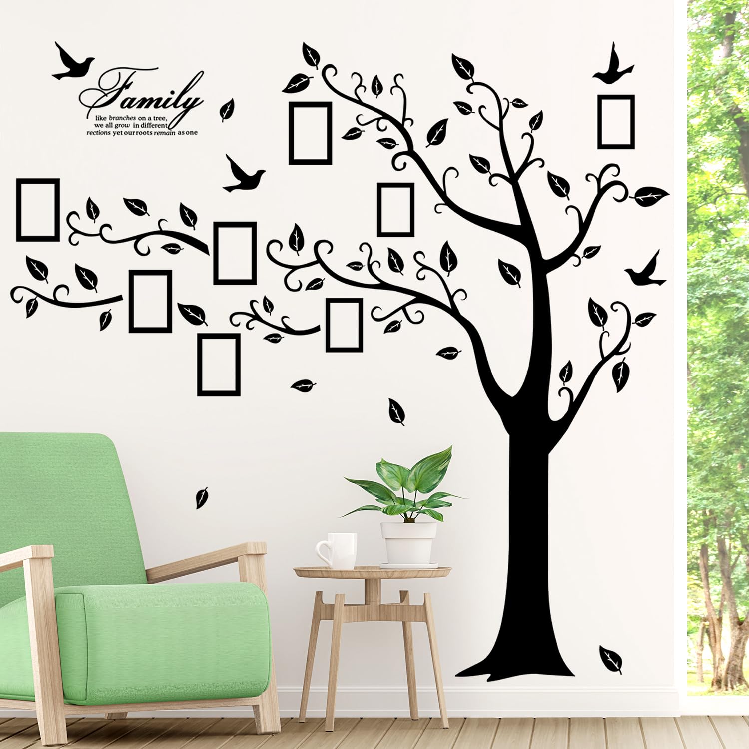 AM AMAONM large family tree wall sticker left black for quick living room decor upgrade