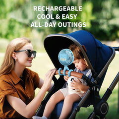 AMACOOL stroller fan with 360-degree adjustable head blue offers directional airflow.