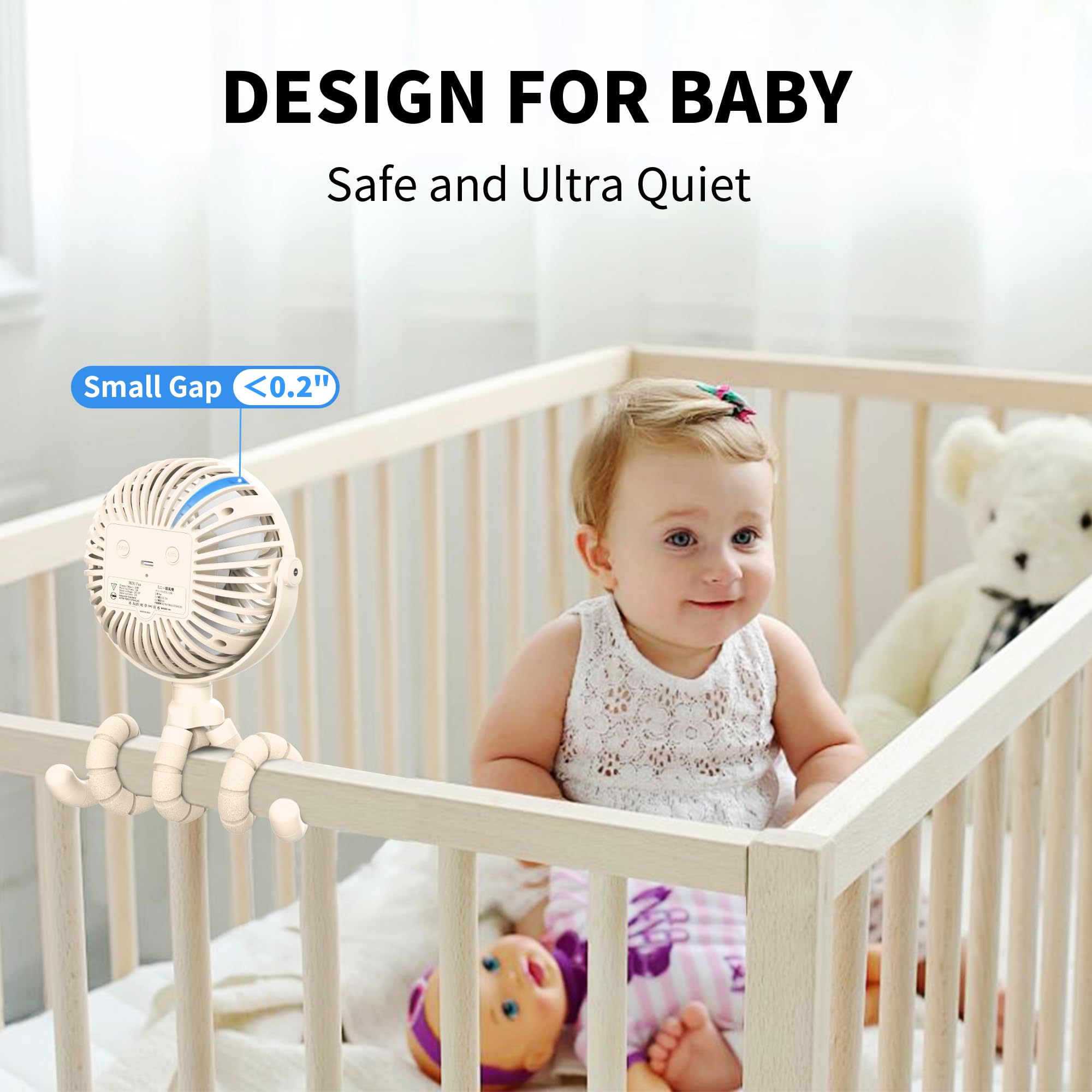 AMACOOL baby-friendly fan cover protects curious fingers during use.