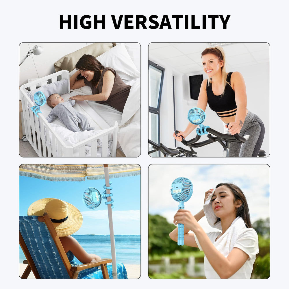 AMACOOL baby-safe cover on stroller fan blue protects curious fingers.