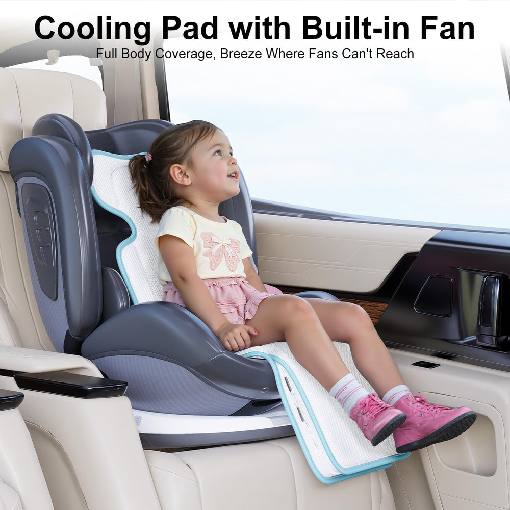 AMACOOL Baby Stroller Cooling Pad top view highlights breathable fabric and airflow