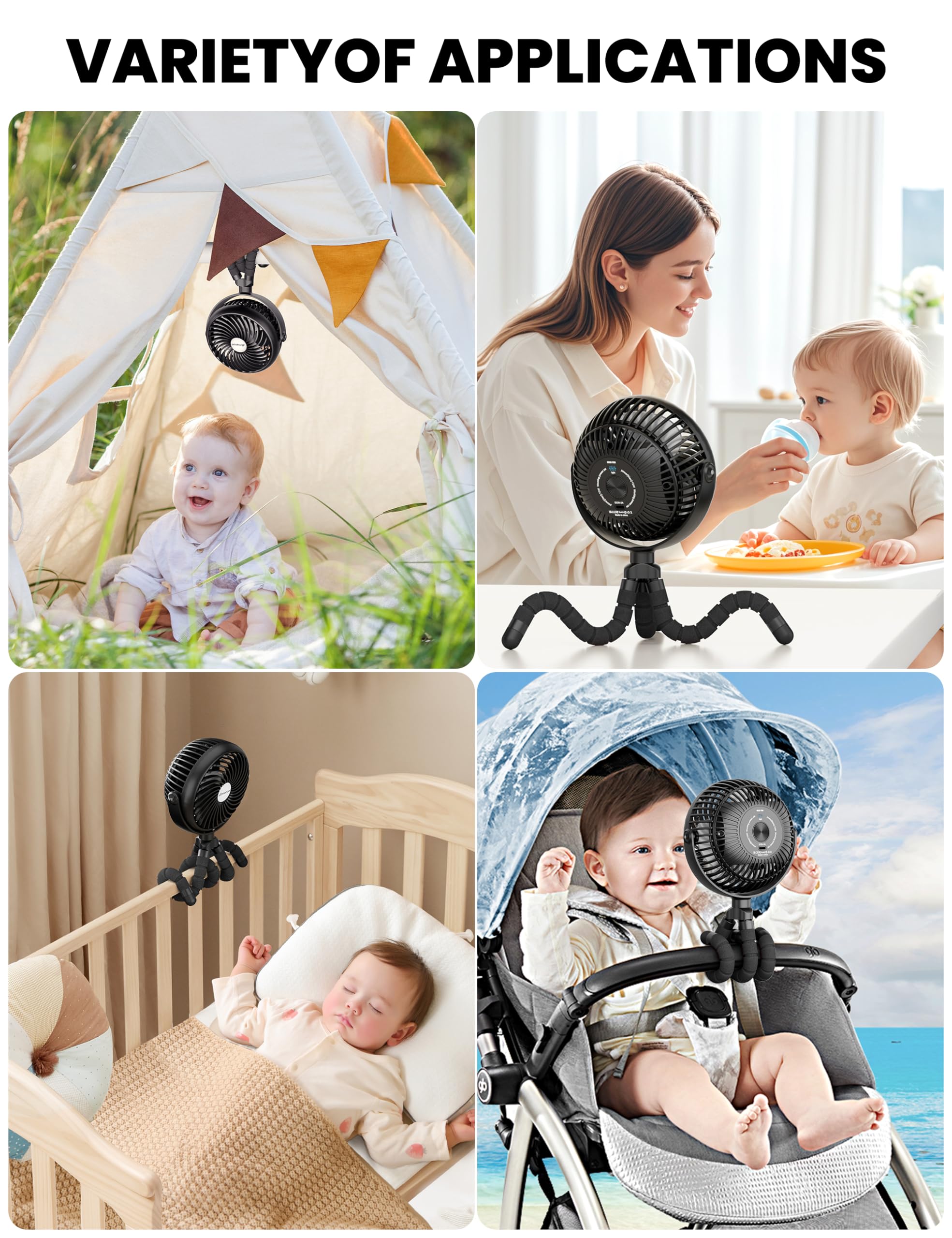 AMACOOL Baby Stroller Fan quiet operation stays comfortable during naps.