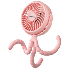 AMACOOL battery stroller fan clip-on mount offers hands-free cooling for travel.