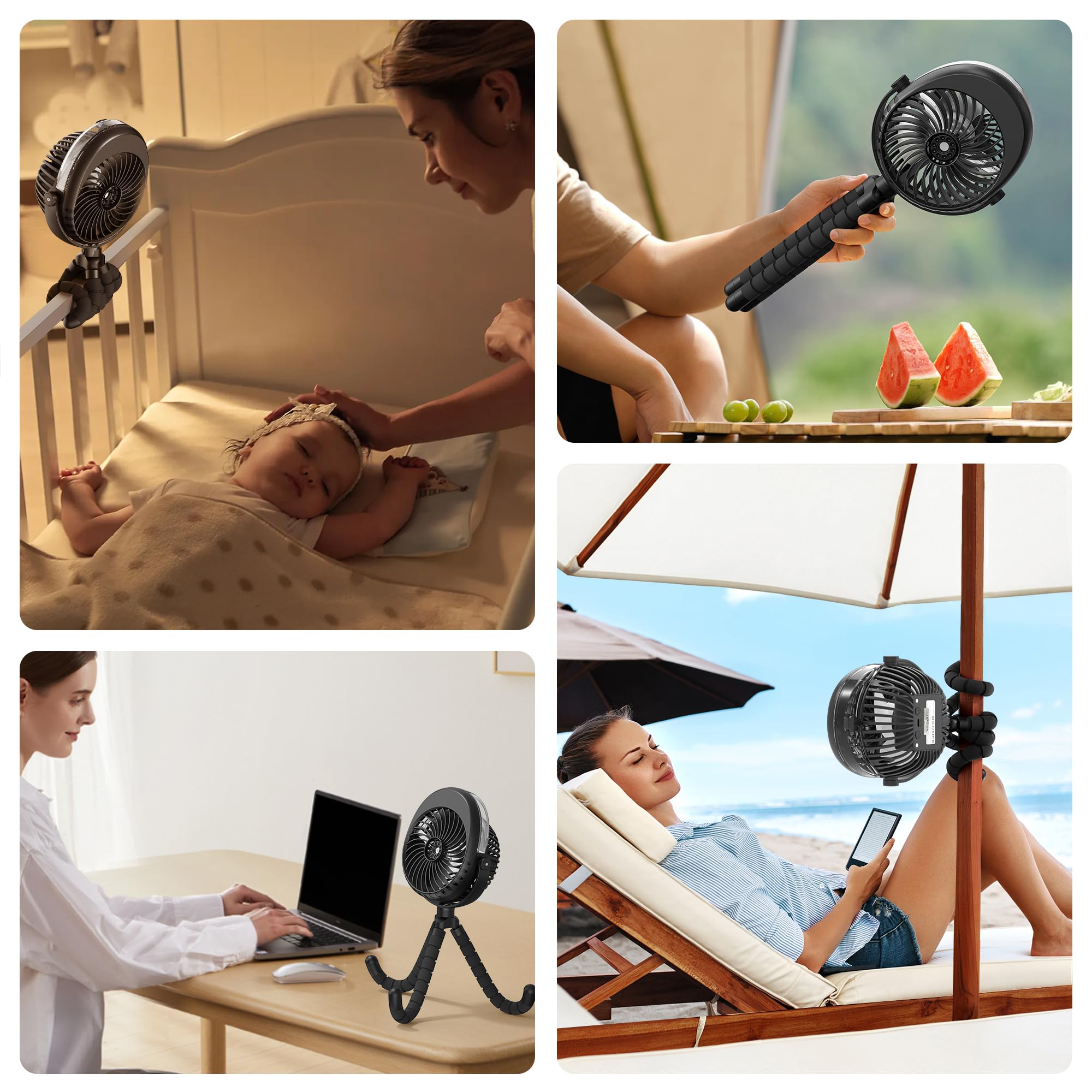 AMACOOL portable mist fan provides refreshing breeze at beach or Disneyland.