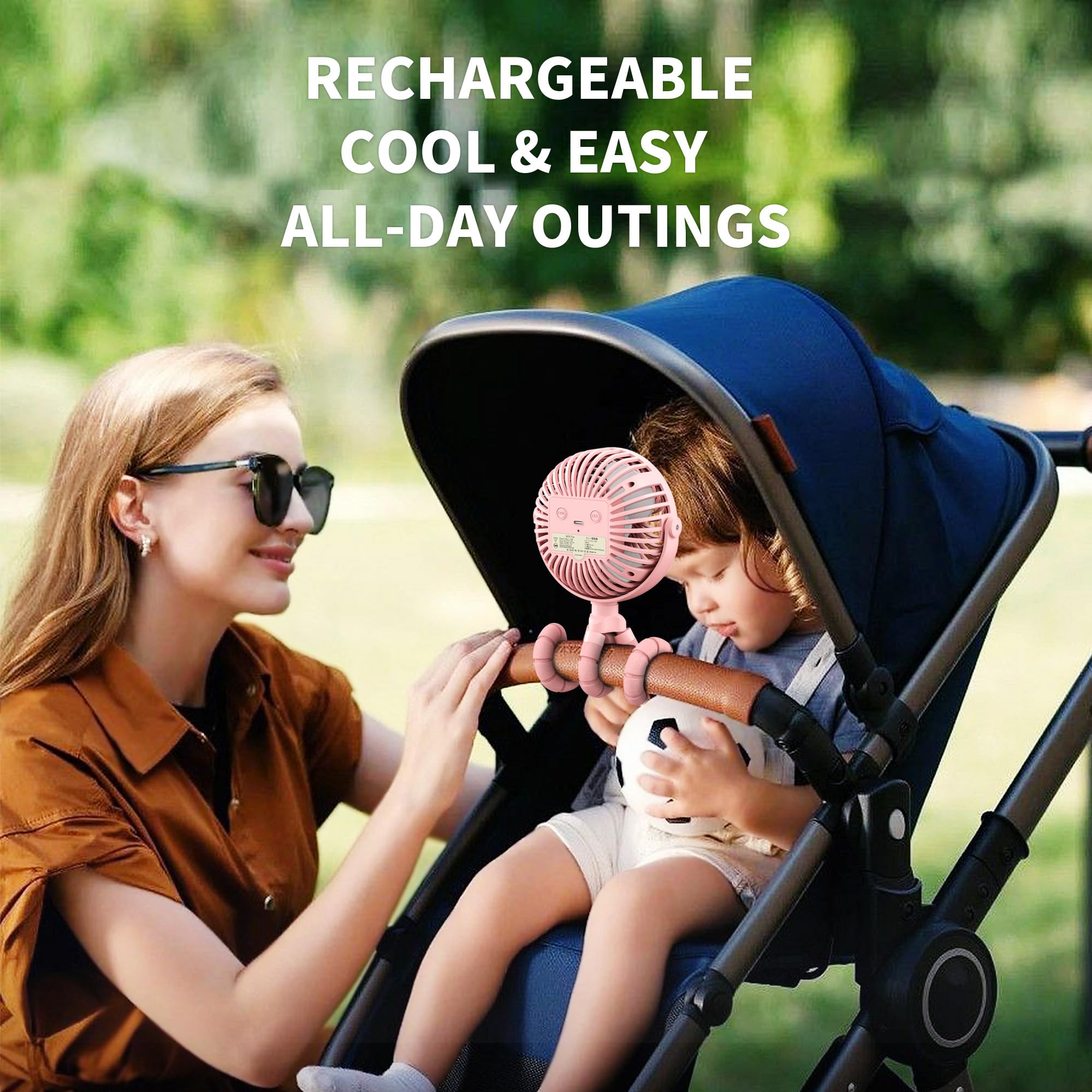 AMACOOL stroller fan 3 speeds delivers customizable breeze for kids' outings.