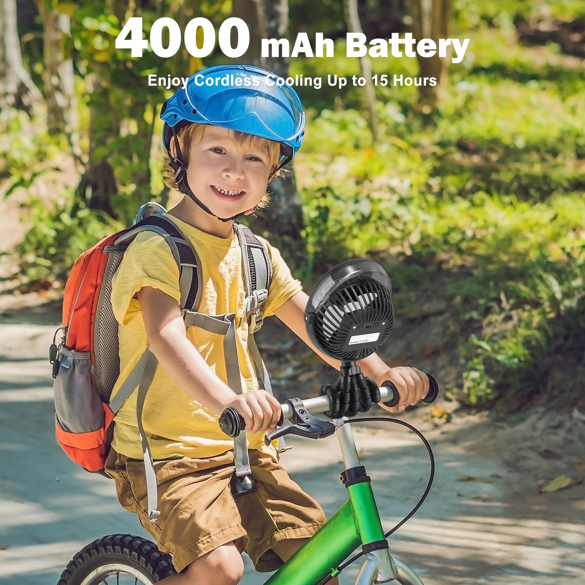 AMACOOL portable clip-on design ready for strollers, cribs, and car seats.