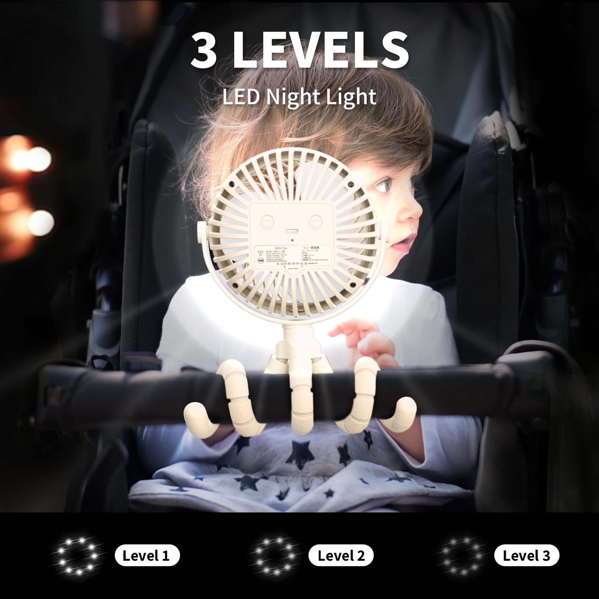 AMACOOL stroller fan rotatable head provides direction control during outings.