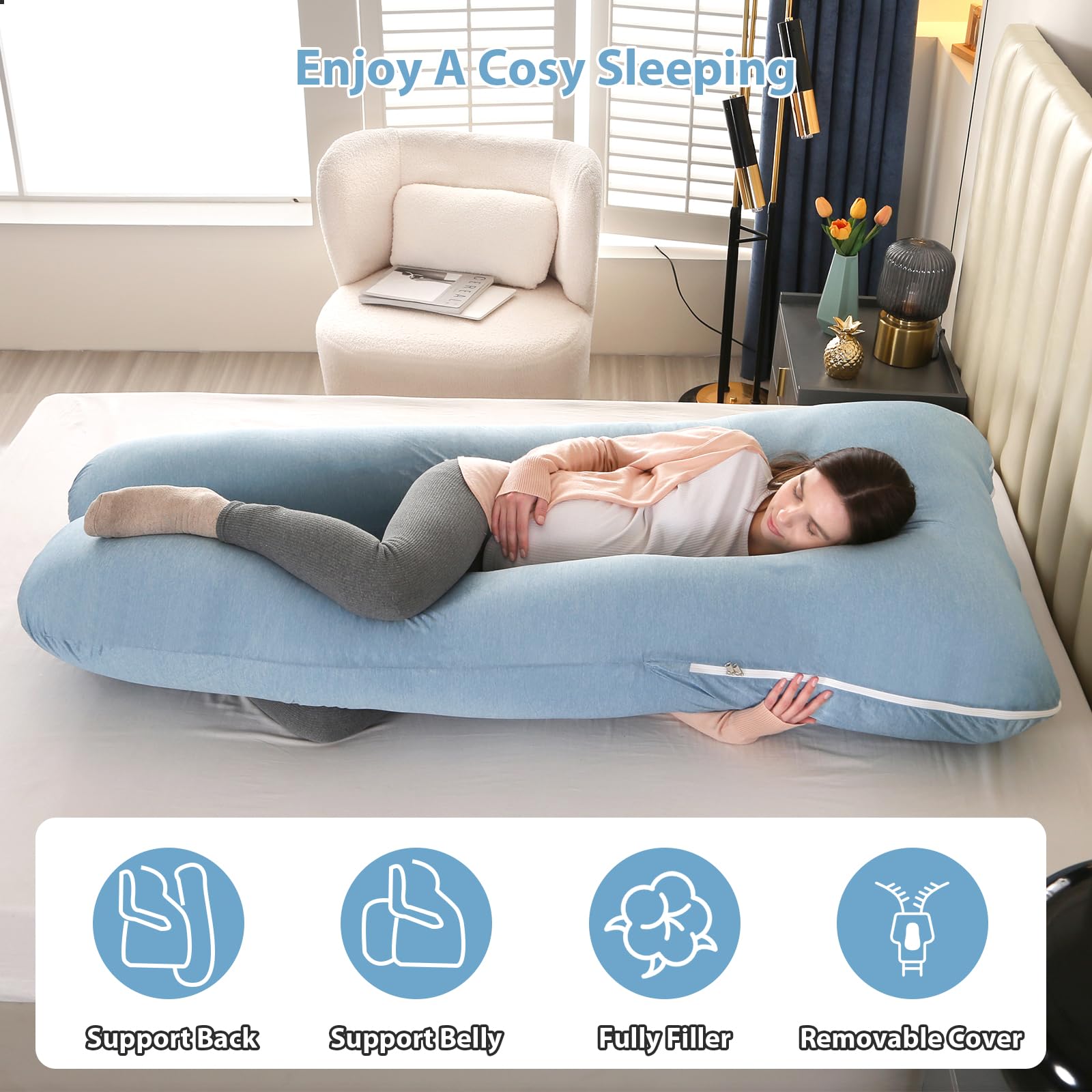 Amagoing ergonomic design cradles the body along natural contours for restful nights
