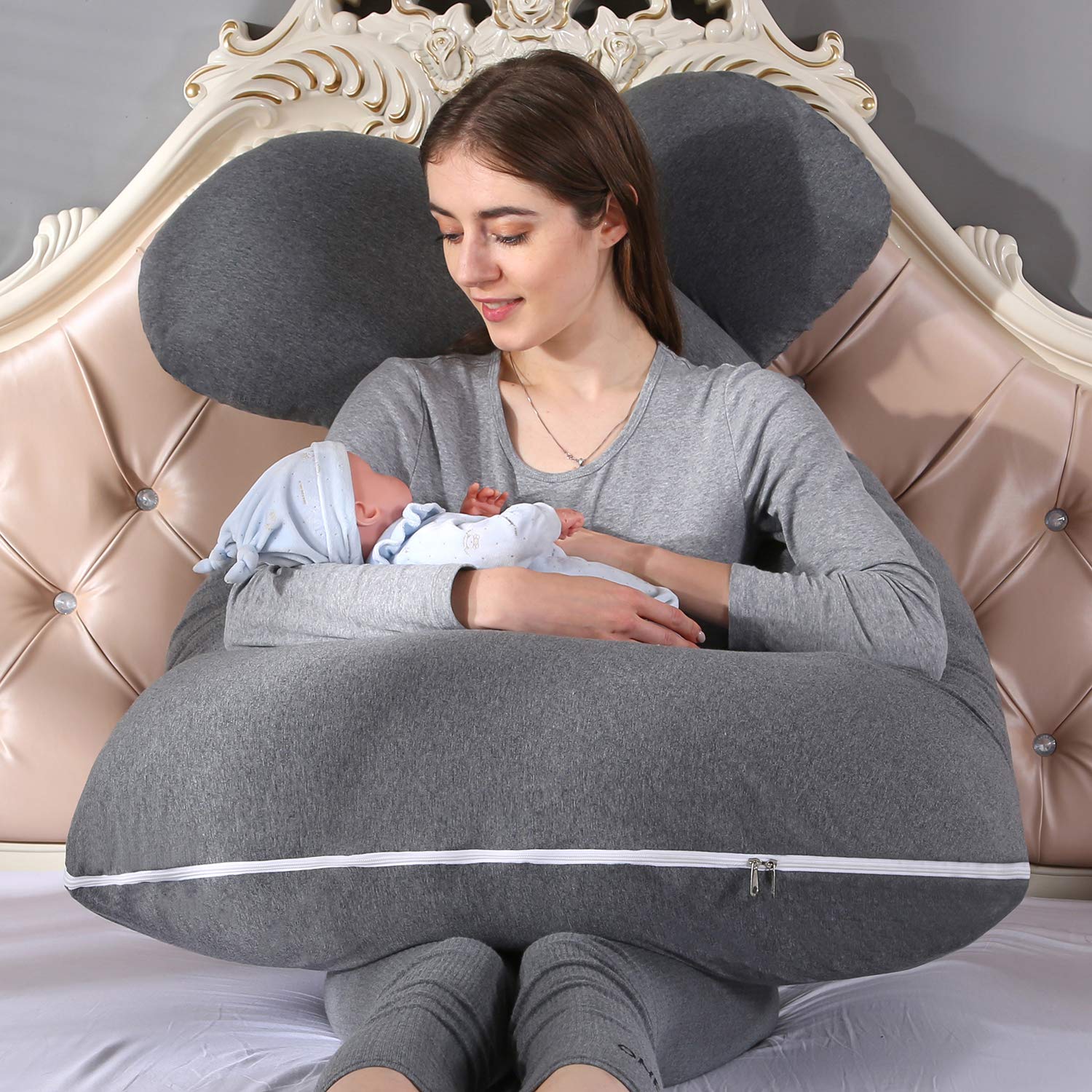 Amagoing pillow with removable jersey cover for easy washing