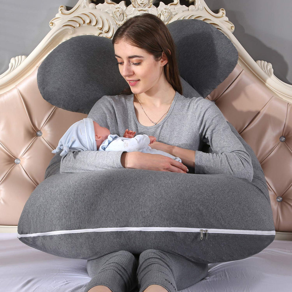 Amagoing pillow with removable jersey cover for easy washing