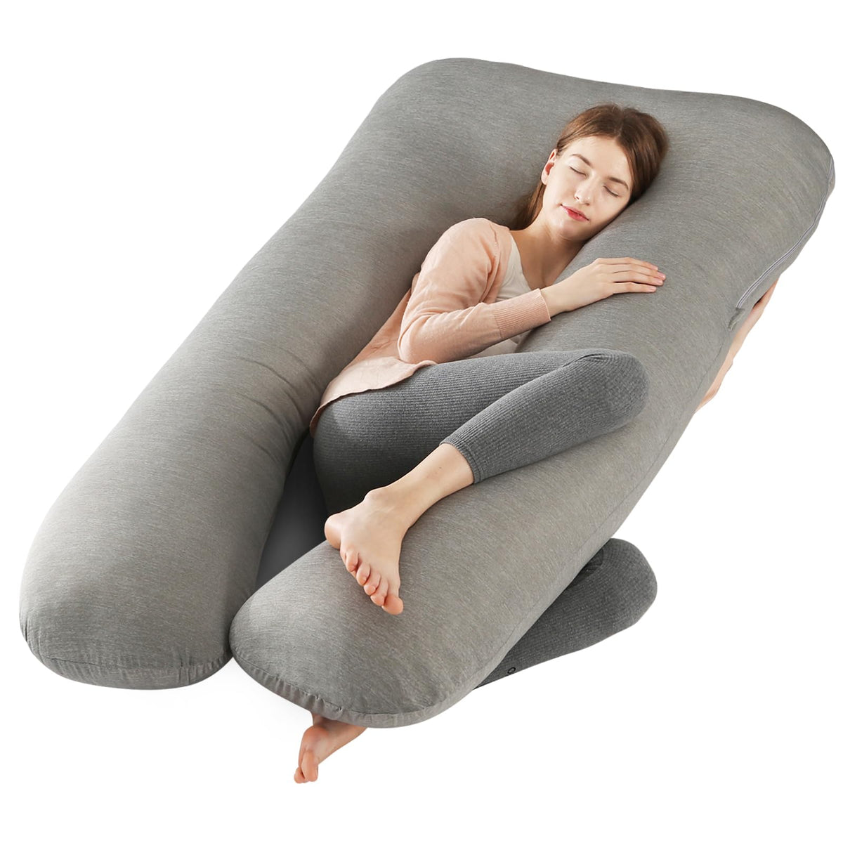 Amagoing pregnancy pillow with U-shape and cooling cover supports full body comfort for restful nights.