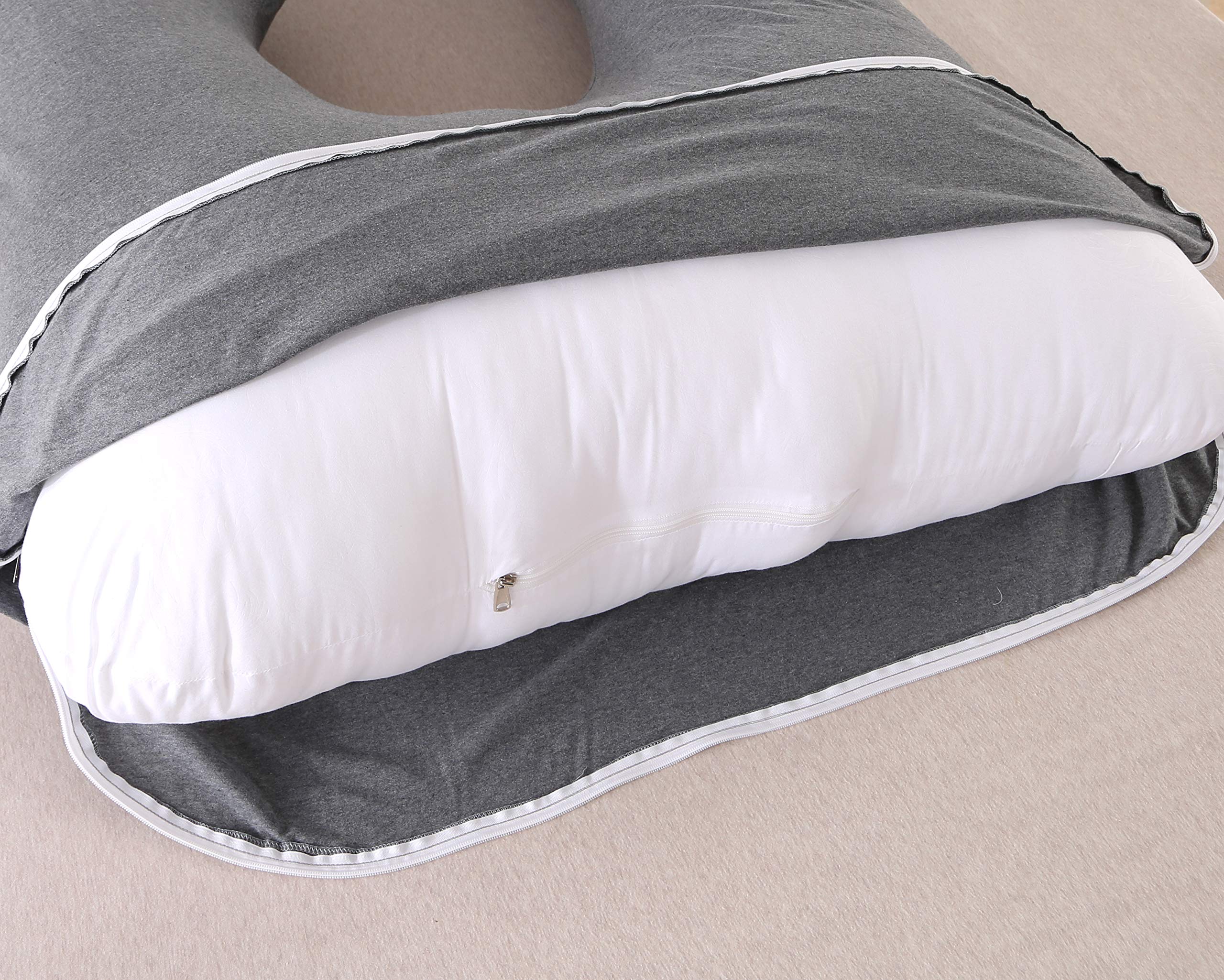 Amagoing dark grey pillow in bed illustrating versatile support