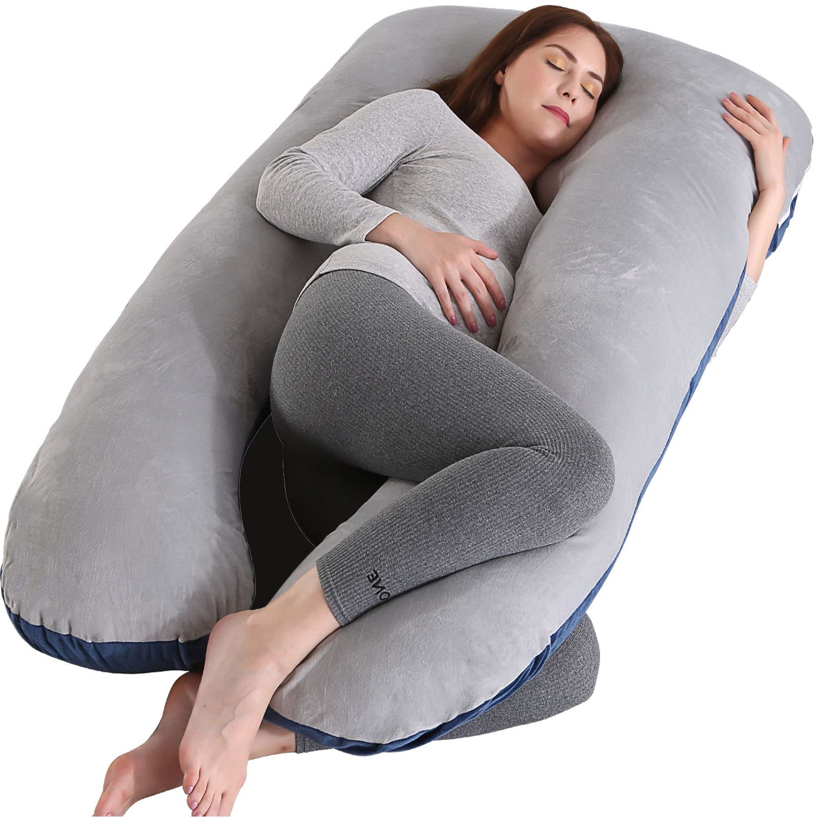 Amagoing 55-inch U-shaped pillow provides full-body sleep support and pregnancy comfort.