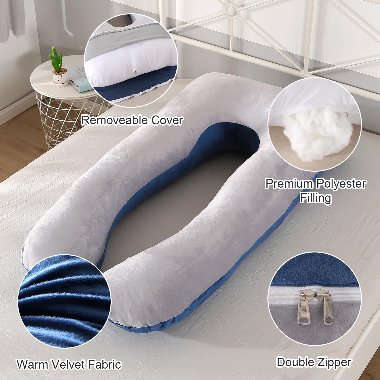 Amagoing U-shape pillow supports side sleeping for hip and back relief.